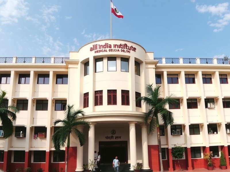 Doctors in discussion in a modern hospital corridor